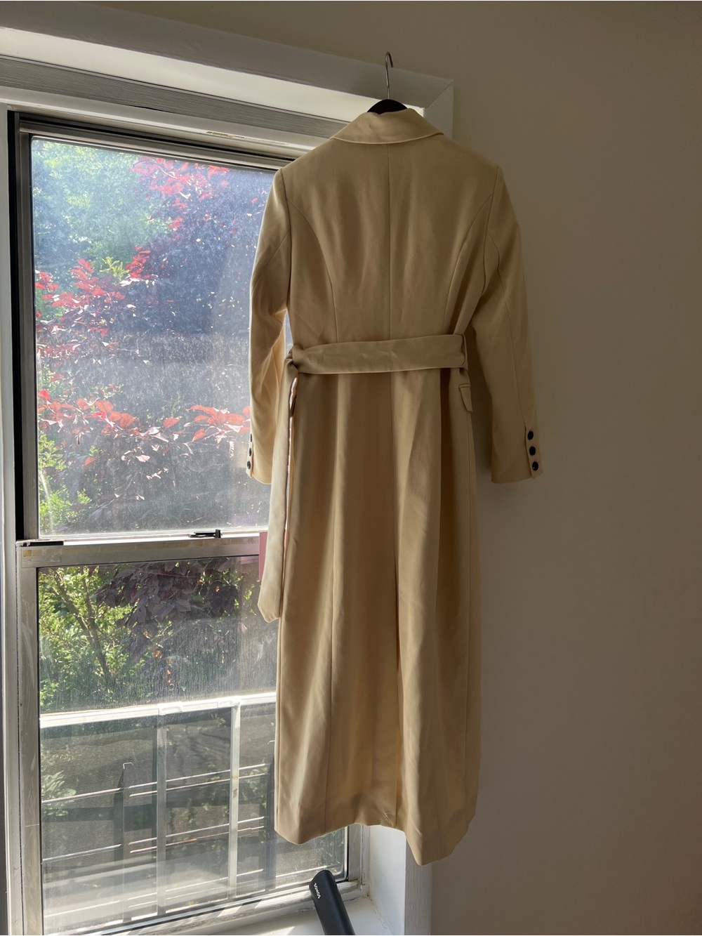 Cream Long Overcoat with Belt - Picture 2 of 14